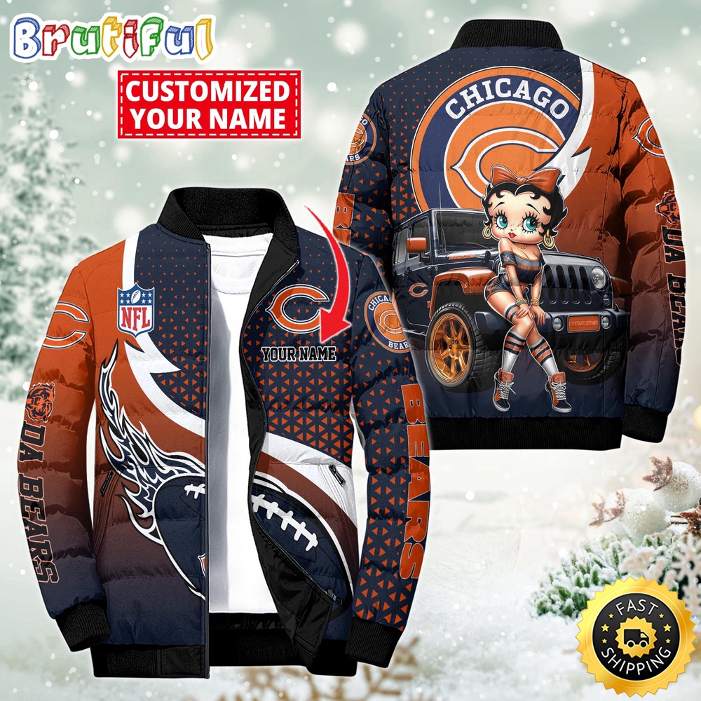 NFL Chicago Bears Puffer Jacket Betty Boop Custom Jacket 1