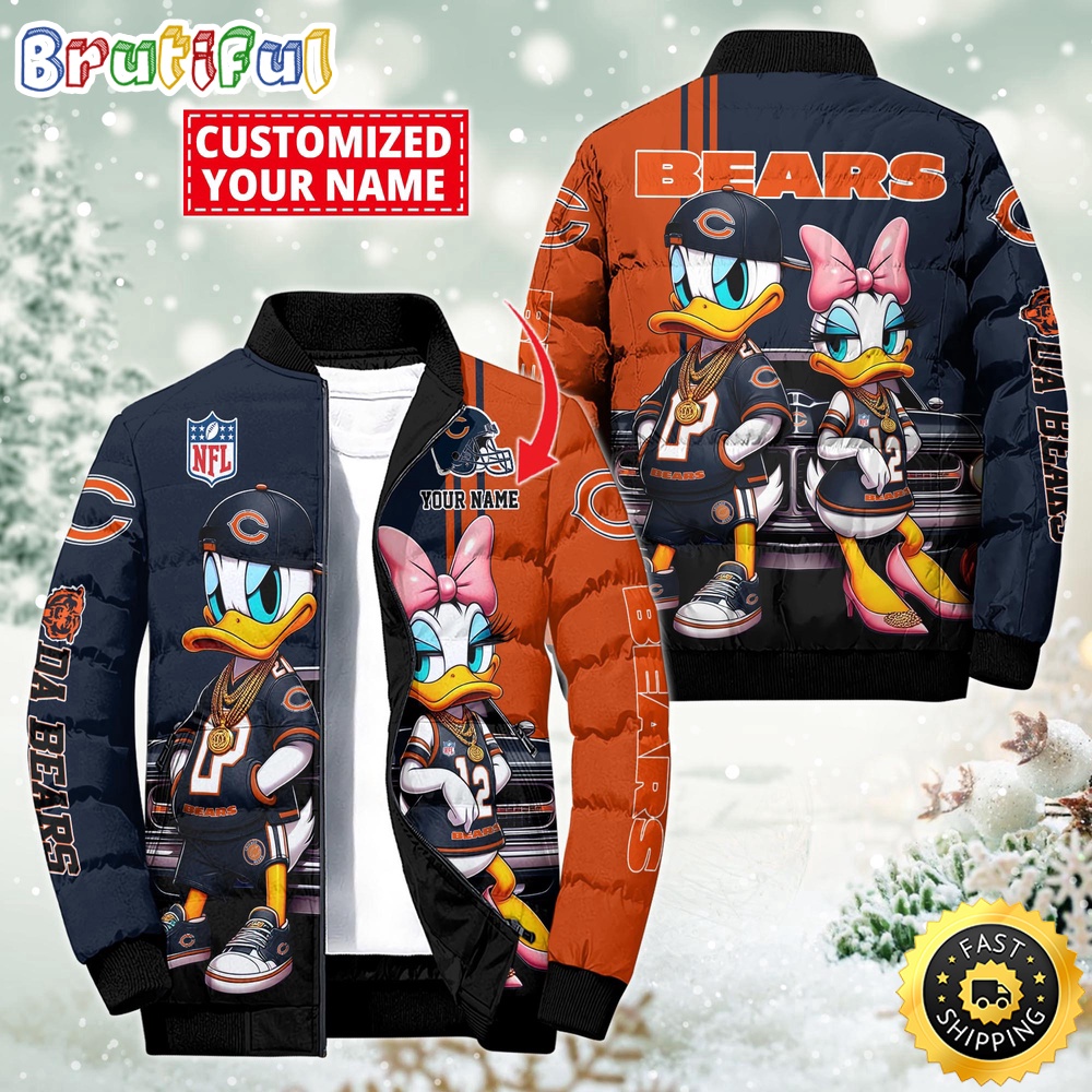 NFL Chicago Bears Puffer Jacket Donald Duck Custom Jacket 1