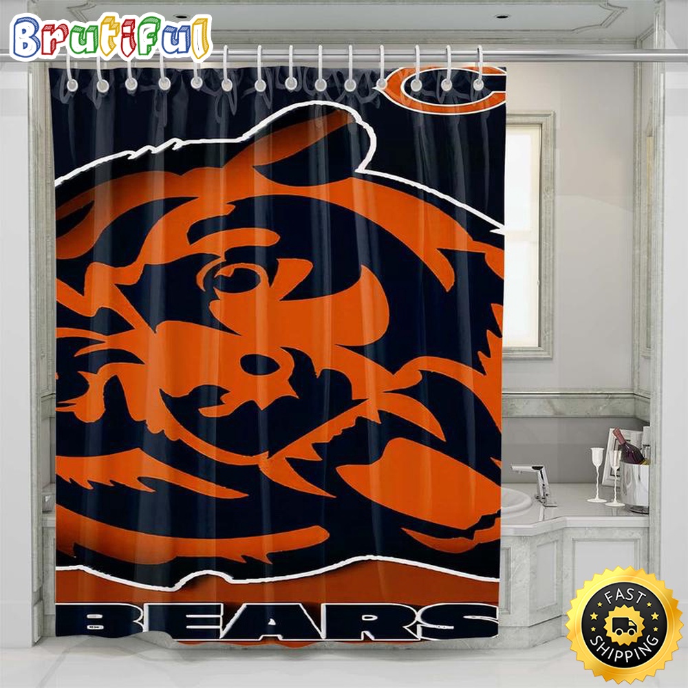 NFL Chicago Bears Shower Curtain Set Bathroom Set For Bathroom Decor 1