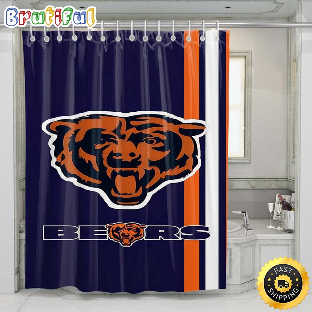 NFL Chicago Bears Shower Curtain Set For Bathroom Decor 1