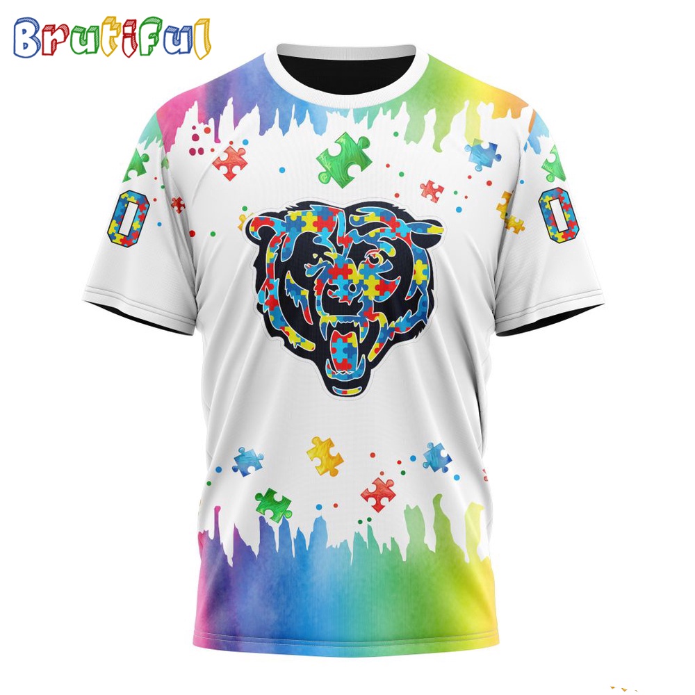 NFL Chicago Bears T Shirt Special Autism Awareness Design All Over Print T Shirt 1