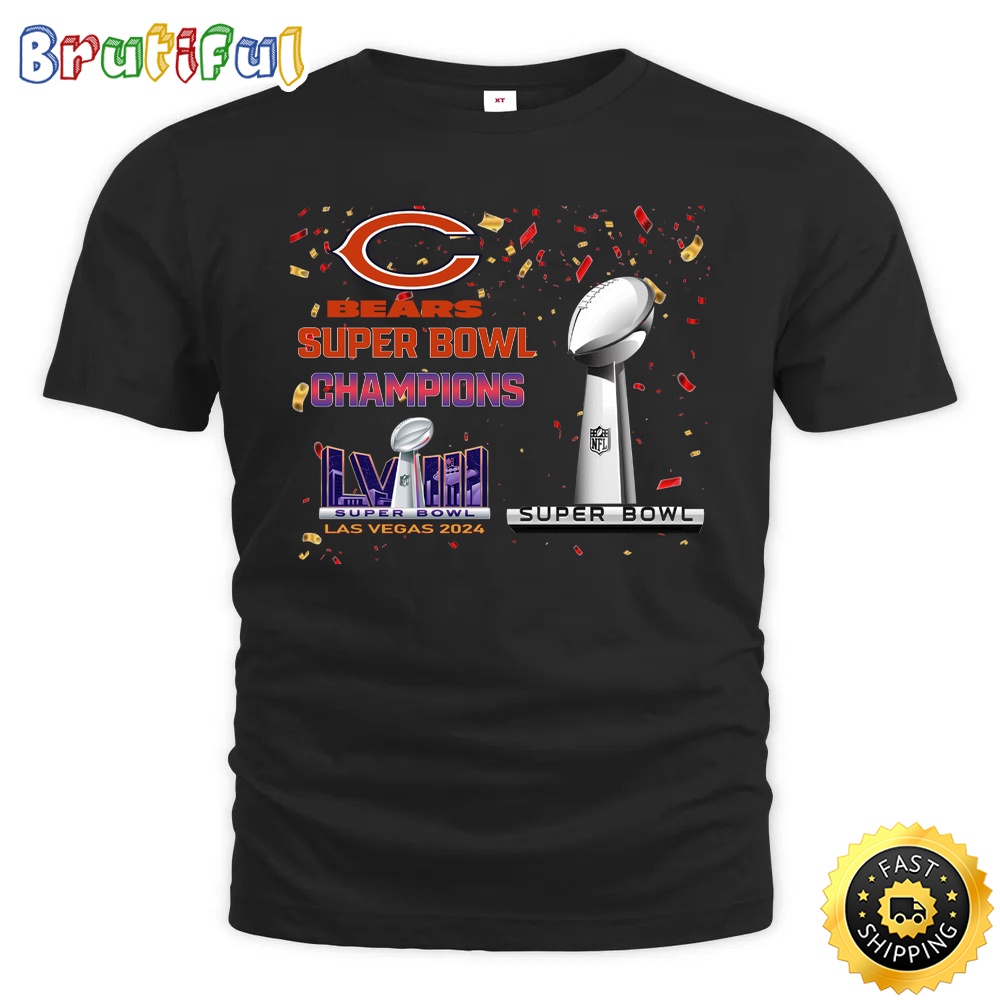 NFL Chicago Bears T Shirt Super Bowl LVIII 2024 Las Vegas Champions ...