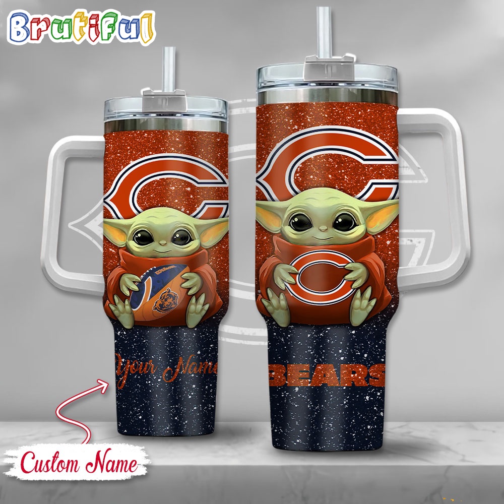 NFL Chicago Bears Tumbler Baby Yoda Customzed Handle Cup