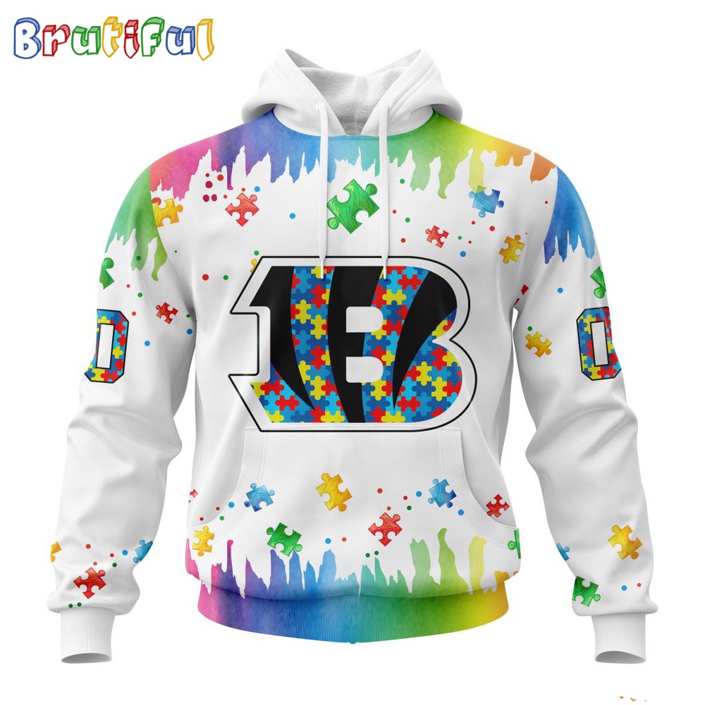 NFL Cincinnati Bengals Hoodie Special Autism Awareness Design All Over Print Hoodie 1