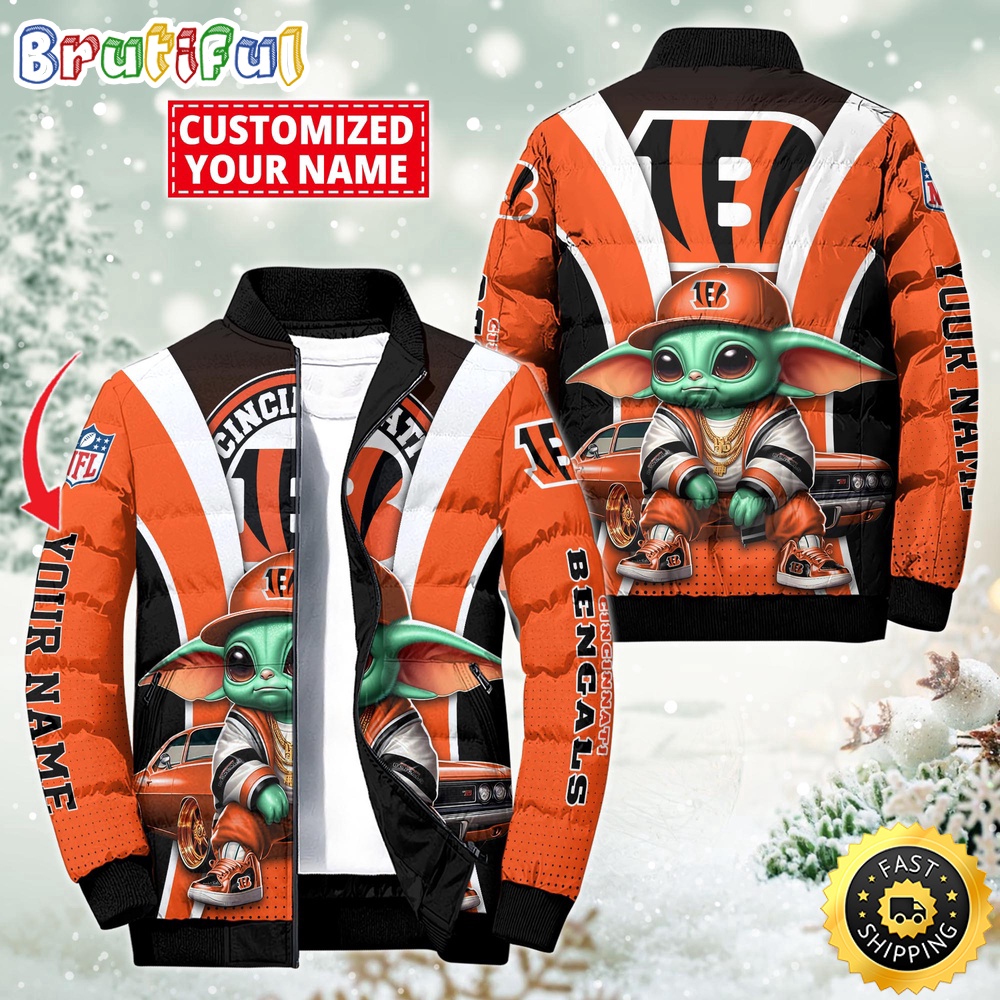 NFL Cincinnati Bengals Puffer Jacket Baby Yoda Custom Jacket 1