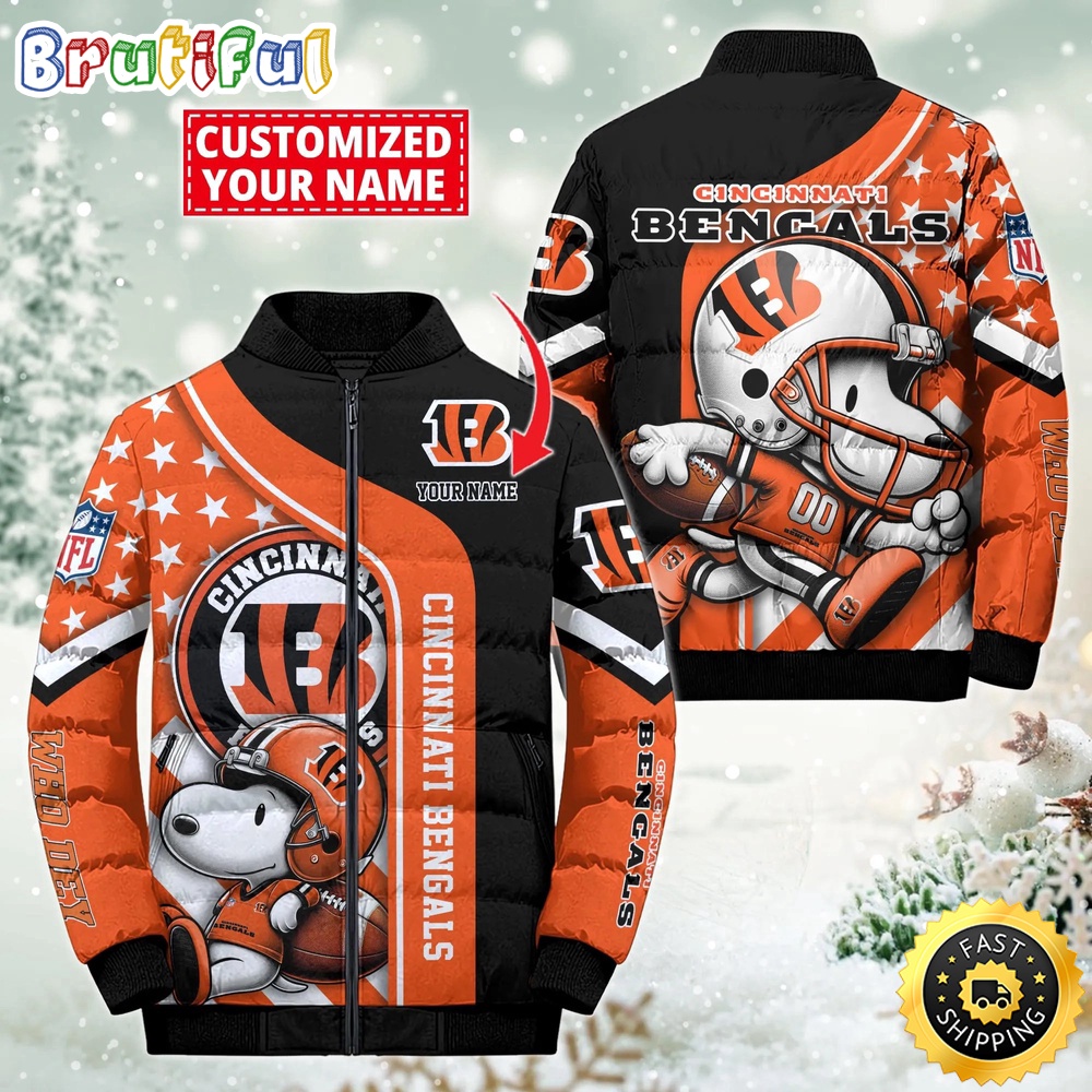 NFL Cincinnati Bengals Puffer Jacket Snooby Customized Jacket 1