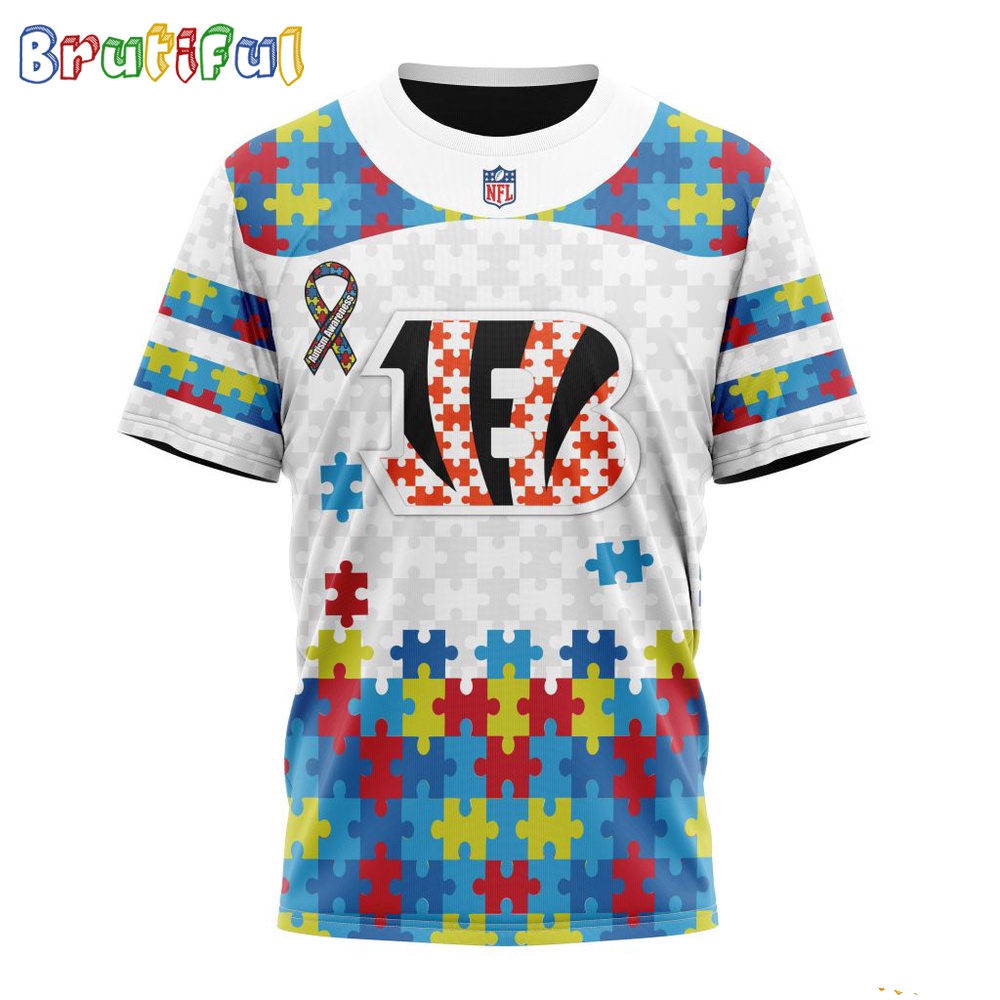 NFL Cincinnati Bengals T Shirt Special Autism Awareness Design 3D T Shirt 1