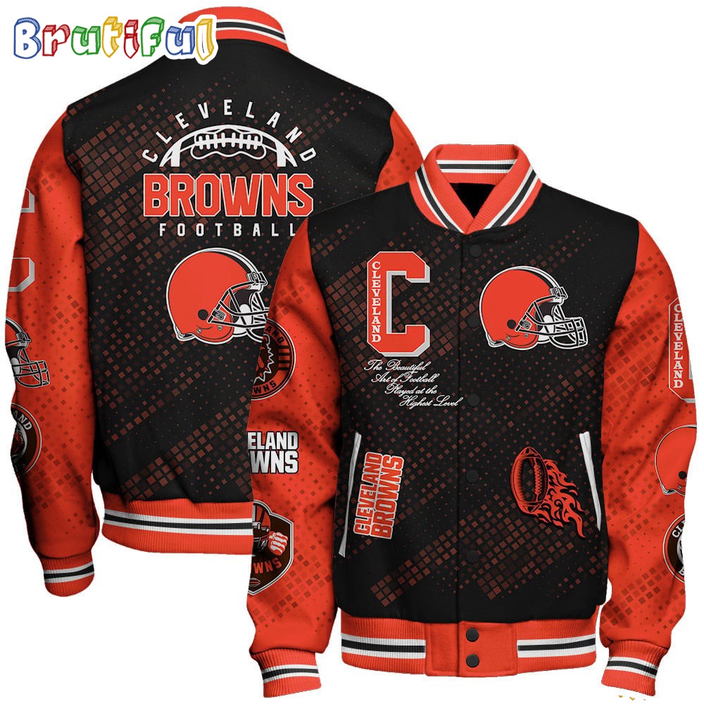 NFL Cleveland Browns Baseball Jacket Print Logo Team Football Jacket