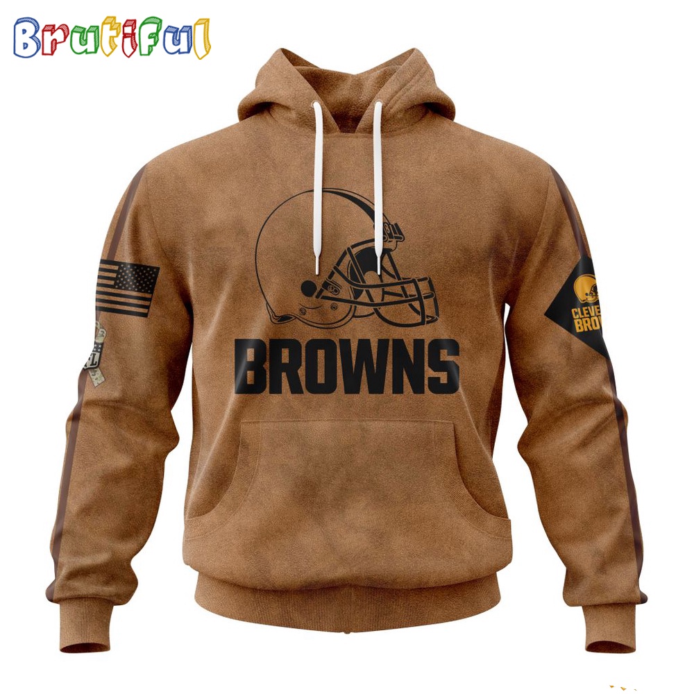 NFL Cleveland Browns Hoodie Special Salute To Service For Veterans Day Full Printed Hoodie 1