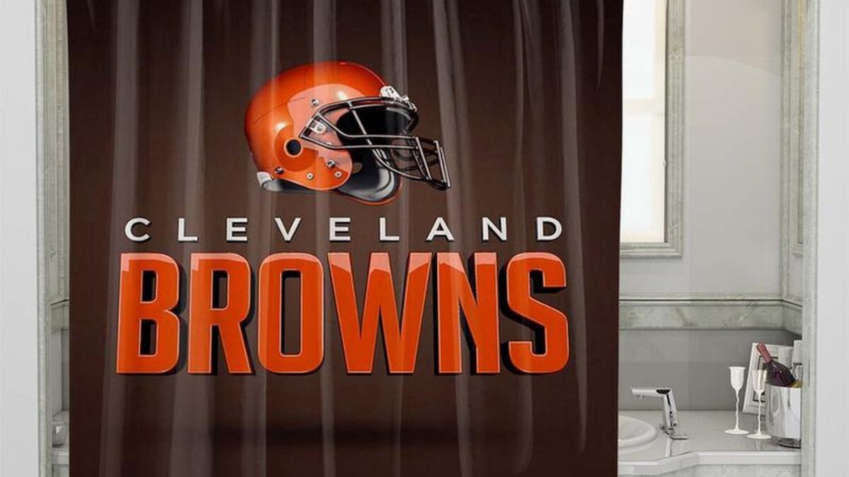 cleveland browns football helmet shower curtain Flag Curtain, Cleveland Ohio Fans Bathroom Decor  warmthone Cleveland Browns Curtains - Etsy