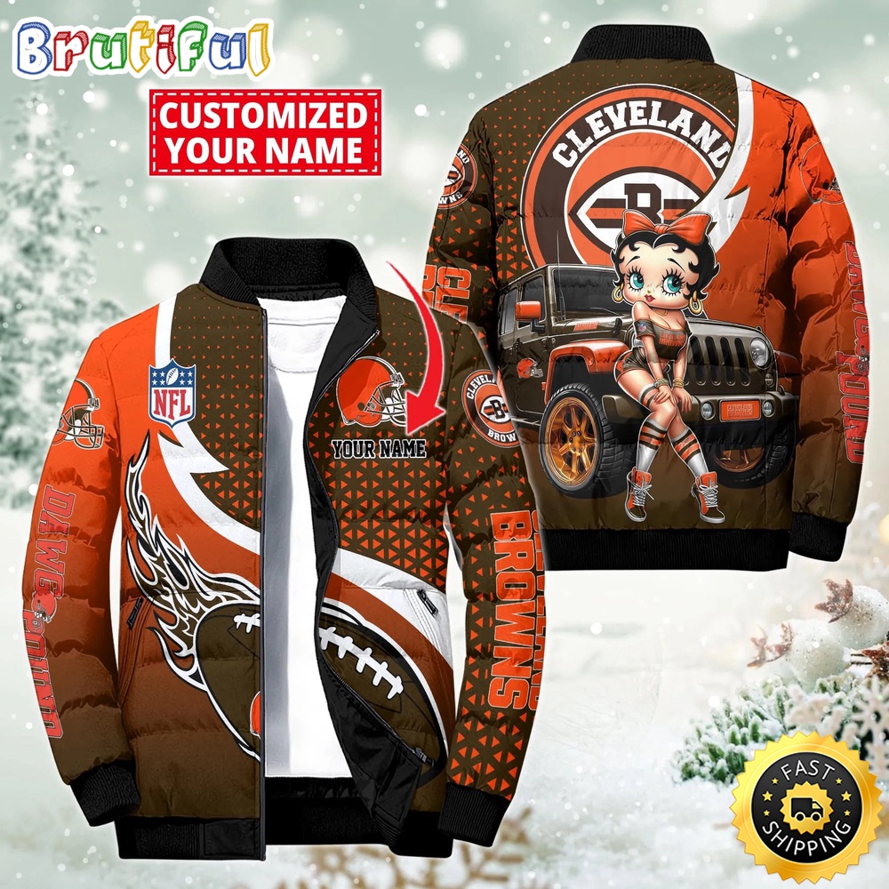 NFL Cleveland Browns Puffer Jacket Betty Boop Custom Jacket 1