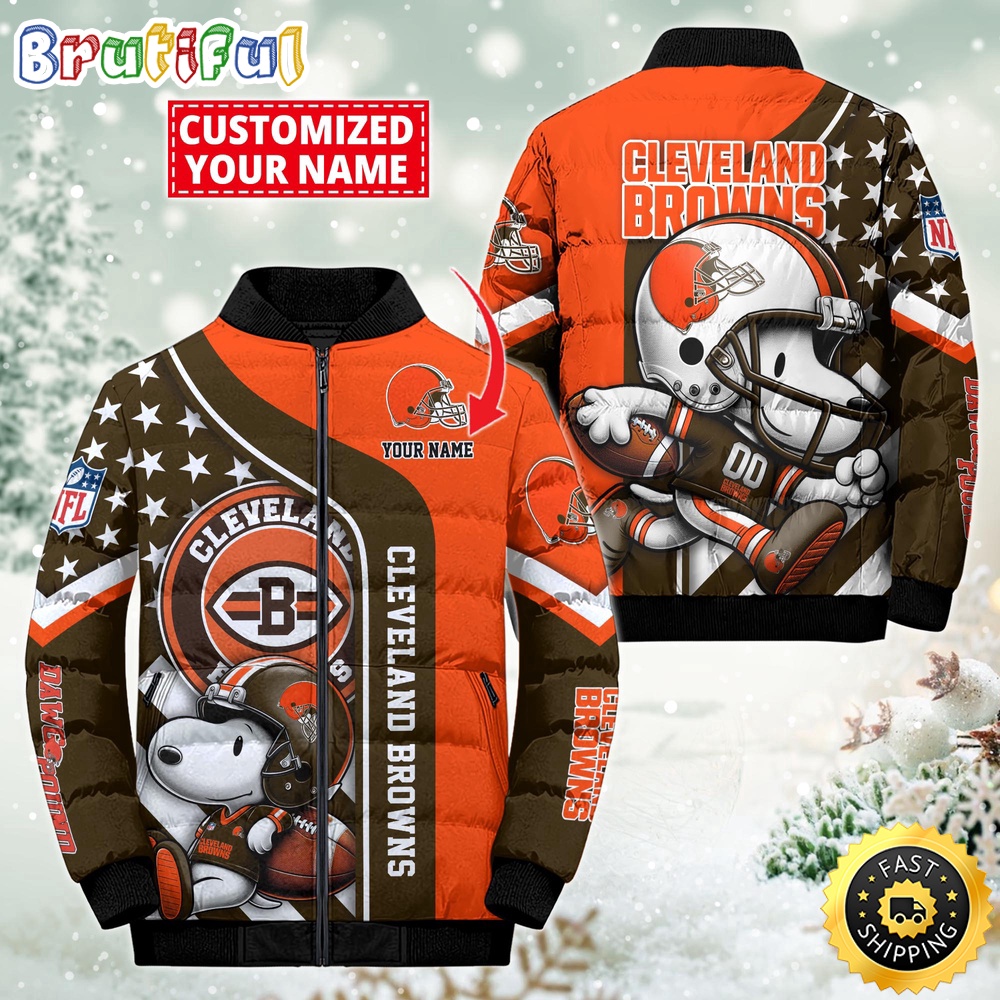 NFL Cleveland Browns Puffer Jacket Snooby Customized Jacket 1