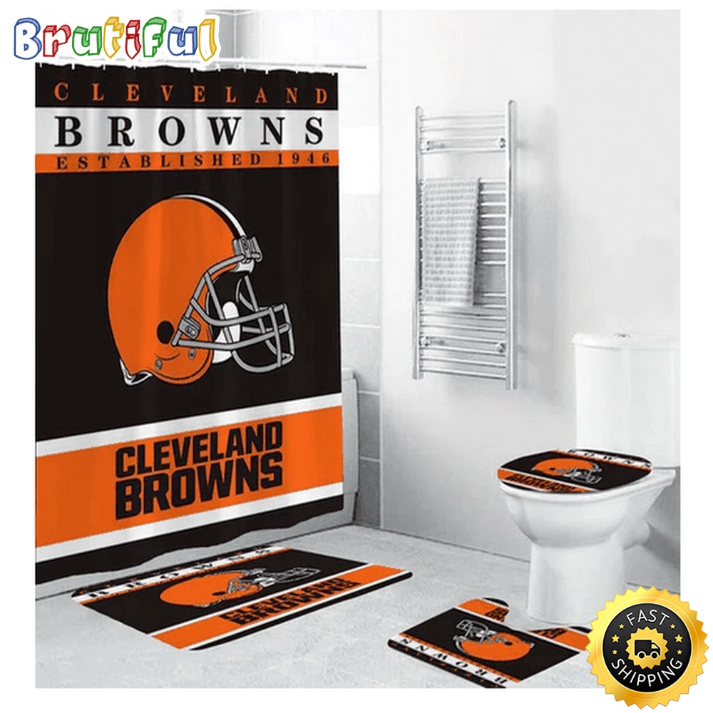 NFL Cleveland Browns Shower Curtain Sets Sport Team Helmet 1
