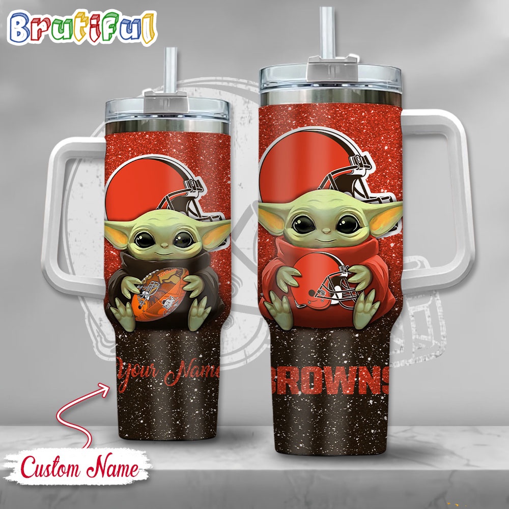 NFL Cleveland Browns Tumbler Baby Yoda Customzed Handle Cup