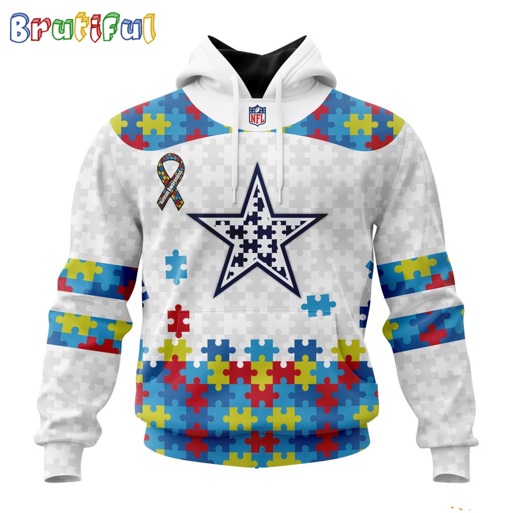 NFL Dallas Cowboys Hoodie Special Autism Awareness Design 3D Hoodie 1