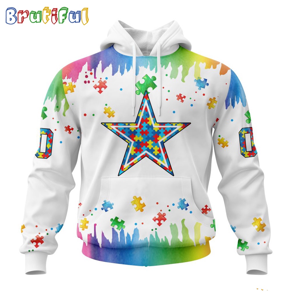 NFL Dallas Cowboys Hoodie Special Autism Awareness Design All Over Print Hoodie 1