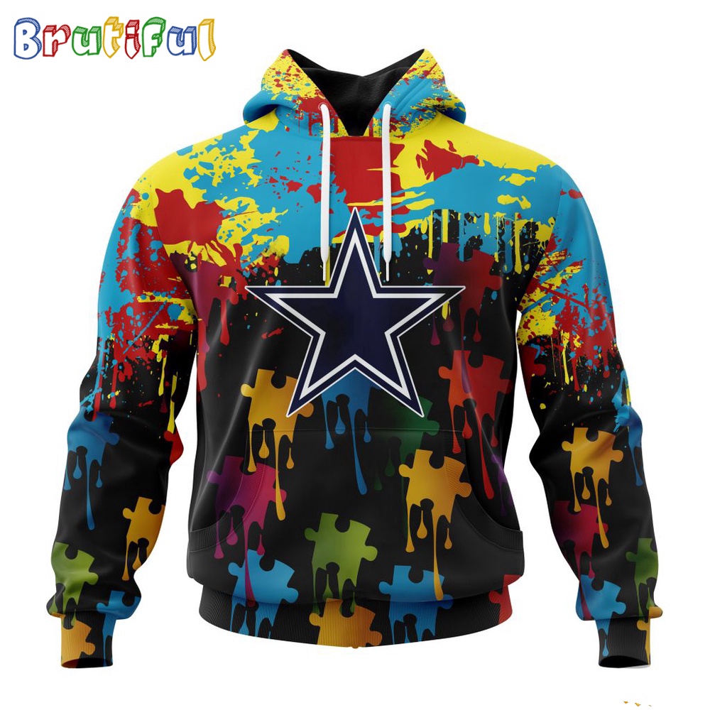 NFL Dallas Cowboys Hoodie Special Autism Awareness Design Football Hoodie 1