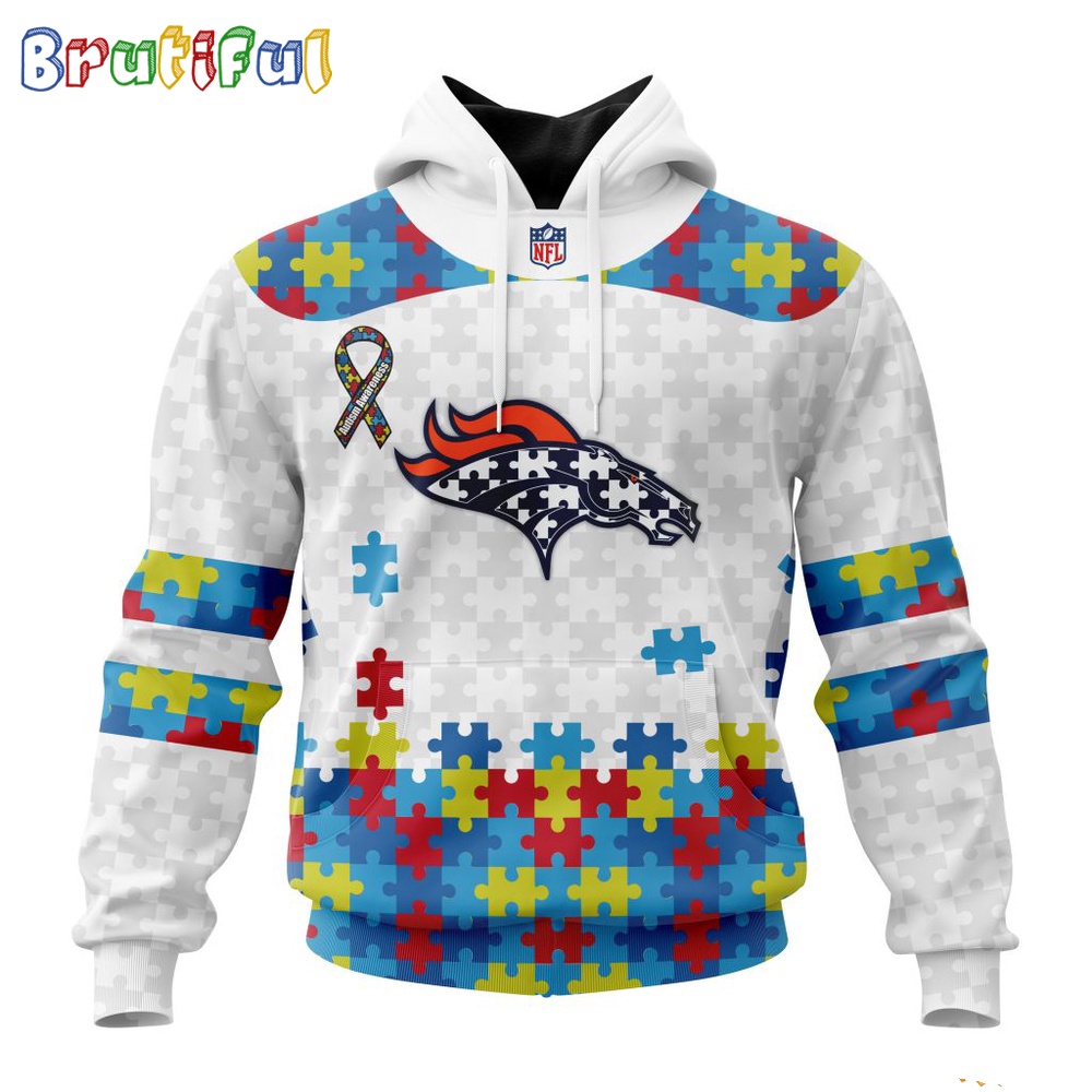 NFL Denver Broncos Hoodie Special Autism Awareness Design 3D Hoodie 1