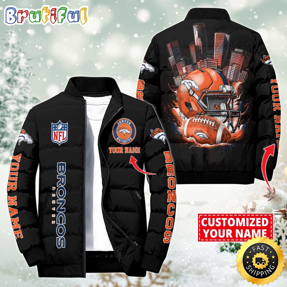 NFL Denver Broncos Puffer Jacket City Logo Print Jacket For Fans 1