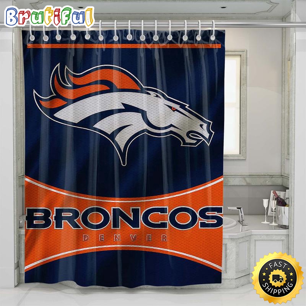 NFL Denver Broncos Shower Curtain Set For Bathroom Decor 1