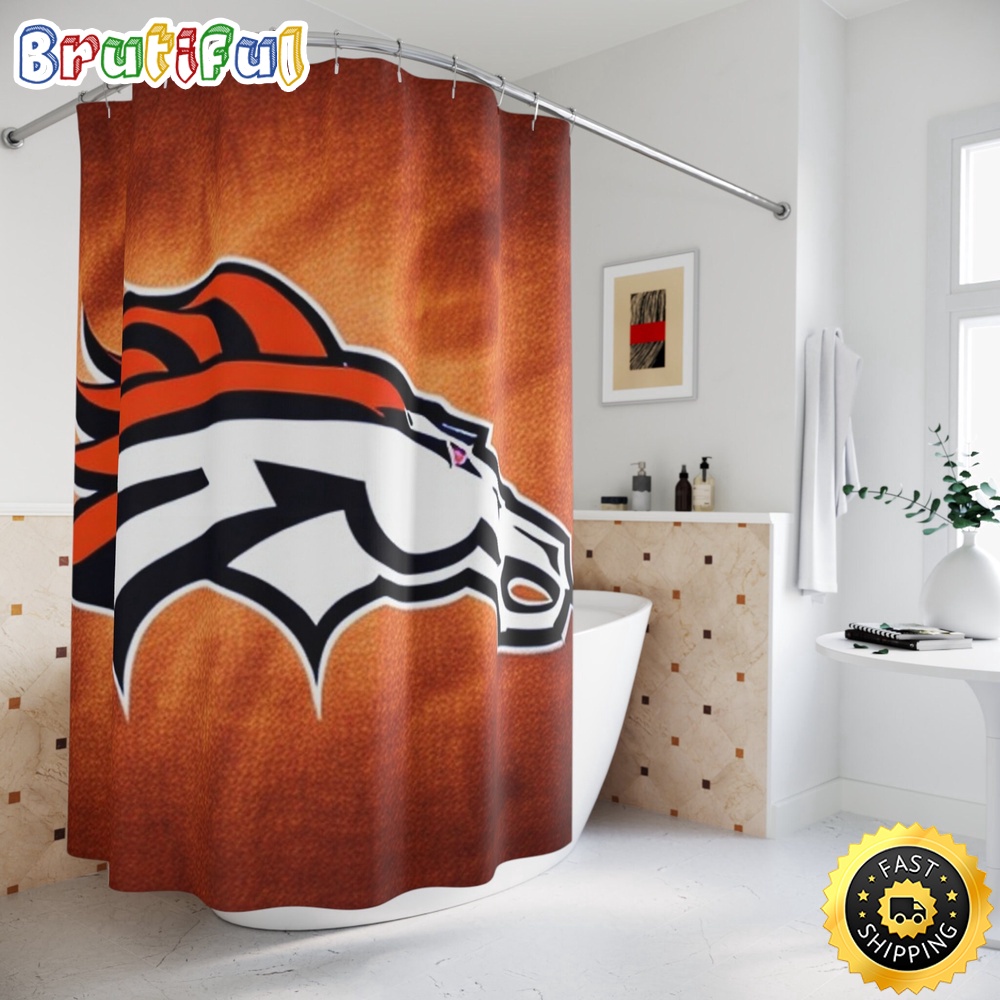 NFL Denver Broncos Shower Curtain Sport Bathroom Mat Set and Shower Curtain 1