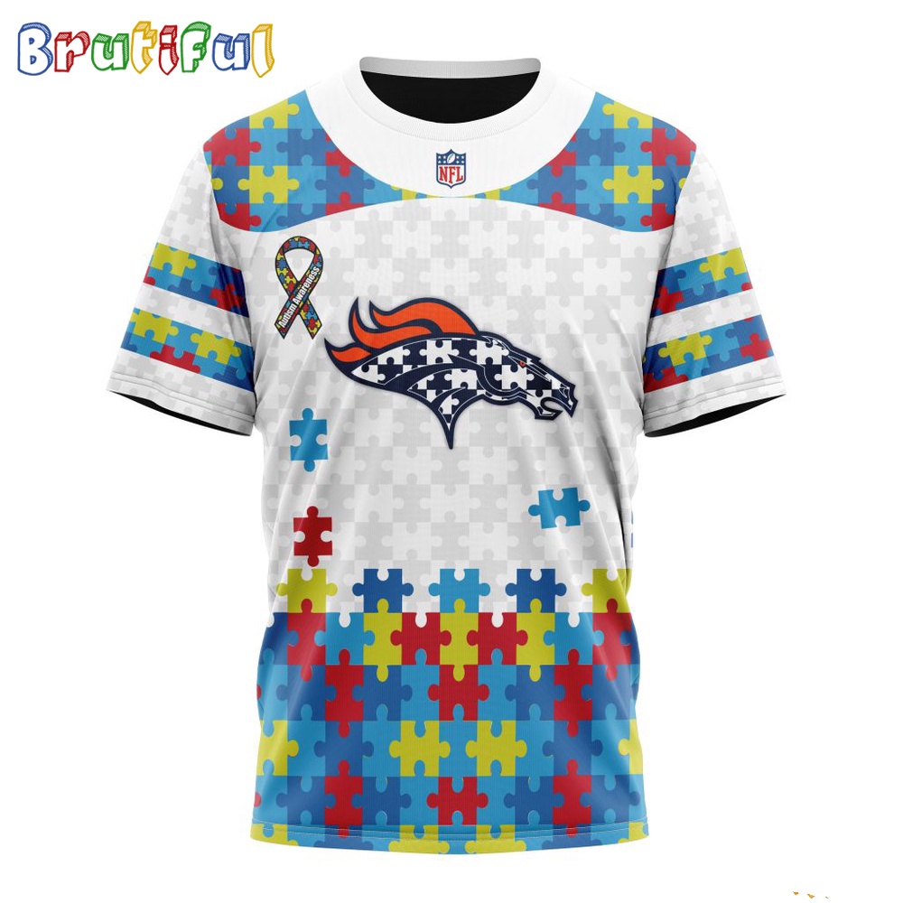 NFL Denver Broncos T Shirt Special Autism Awareness Design 3D T Shirt 1