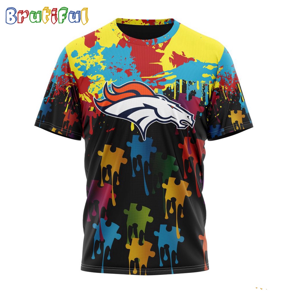 NFL Denver Broncos T Shirt Special Autism Awareness Design Football T Shirt 1