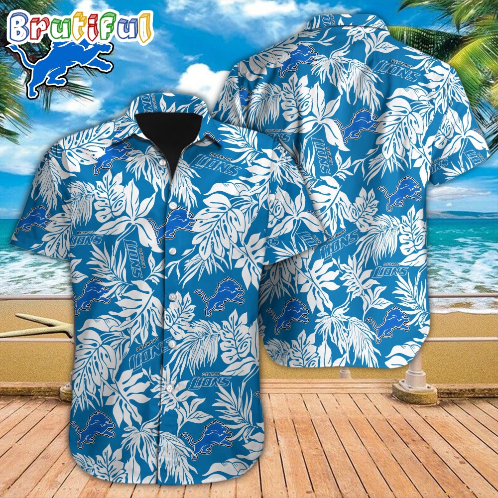 NFL Detroit Lions Hawaiian Shirt Tropical Leafs Design Aloha Shirts