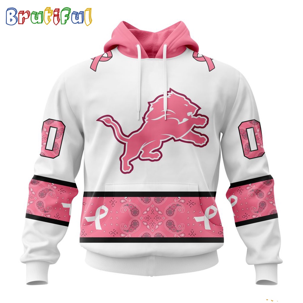 NFL Detroit Lions Hoodie Special Pink Design Fight Breast Cancer 1