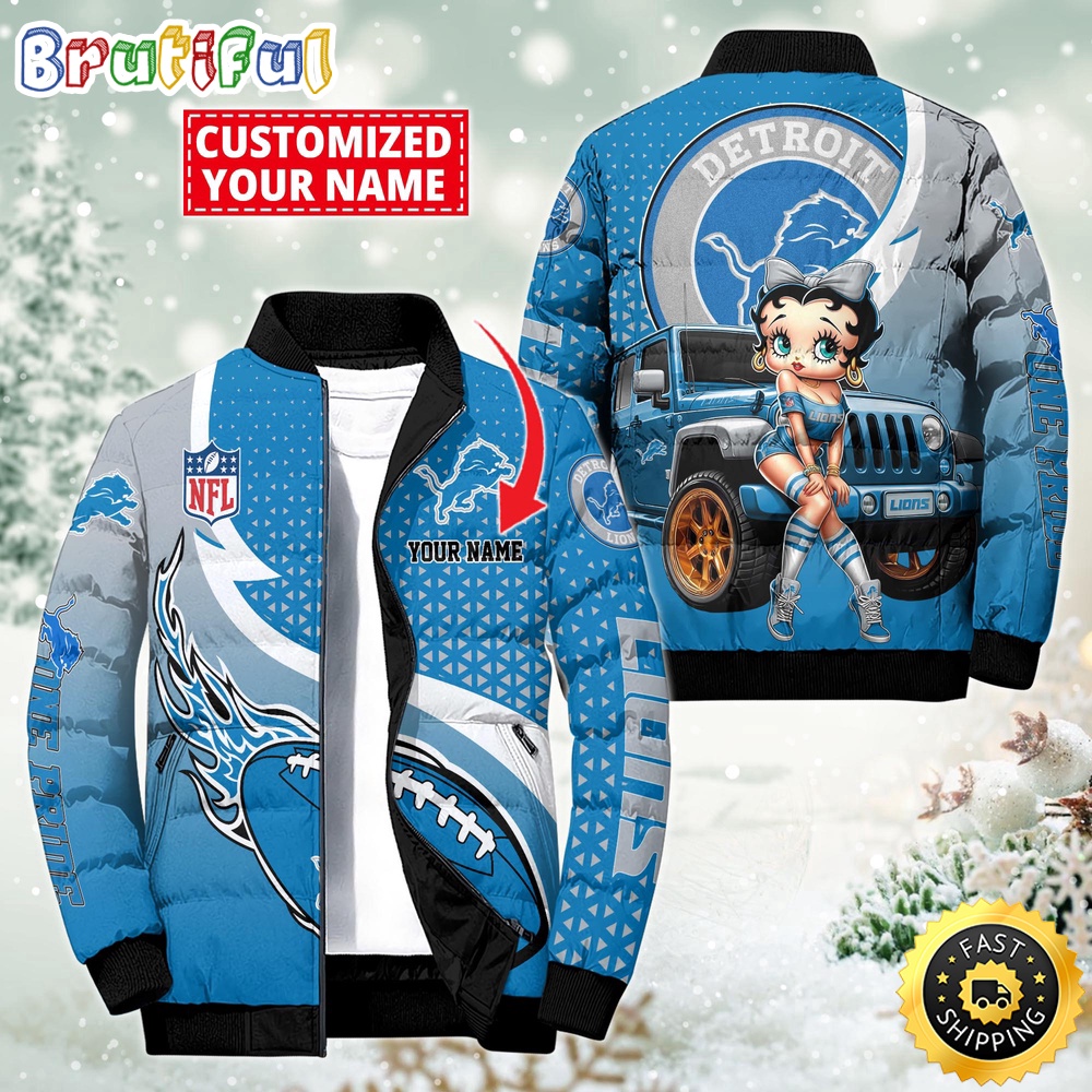 NFL Detroit Lions Puffer Jacket Betty Boop Custom Jacket 1