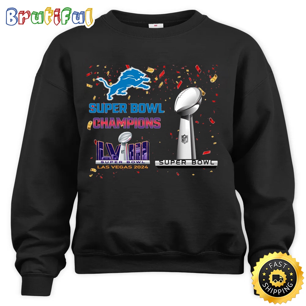 NFL Detroit Lions Sweatshirt Super Bowl LVIII 2024 Las Vegas Champions Unisex Sweatshirt 1