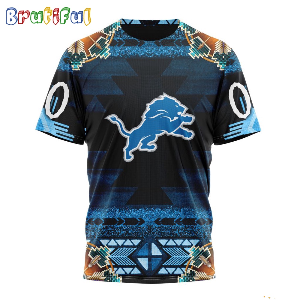 NFL Detroit Lions T Shirt Special Native Costume Design T Shirt 1