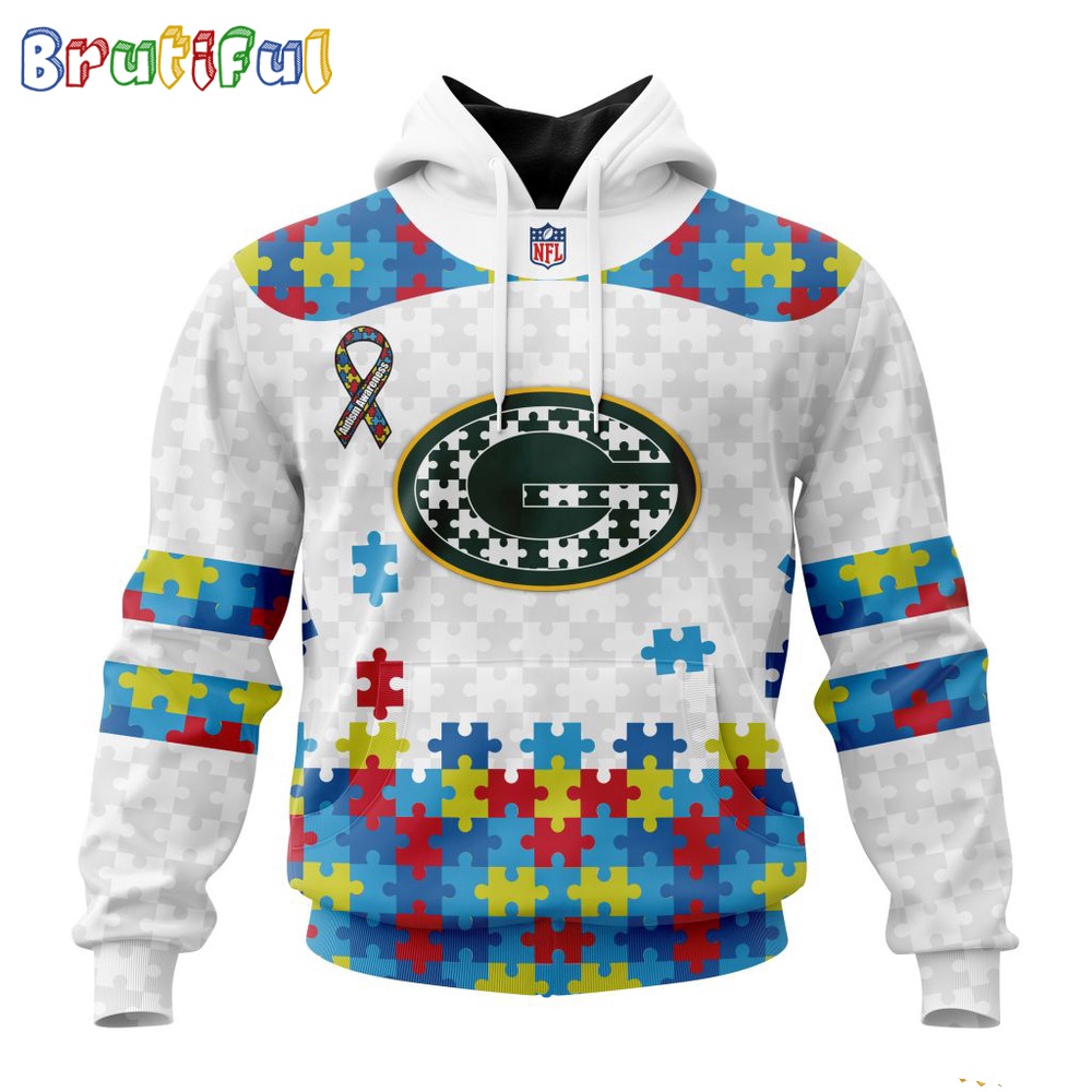 NFL Green Bay Packers Hoodie Special Autism Awareness Design 3D Hoodie 1