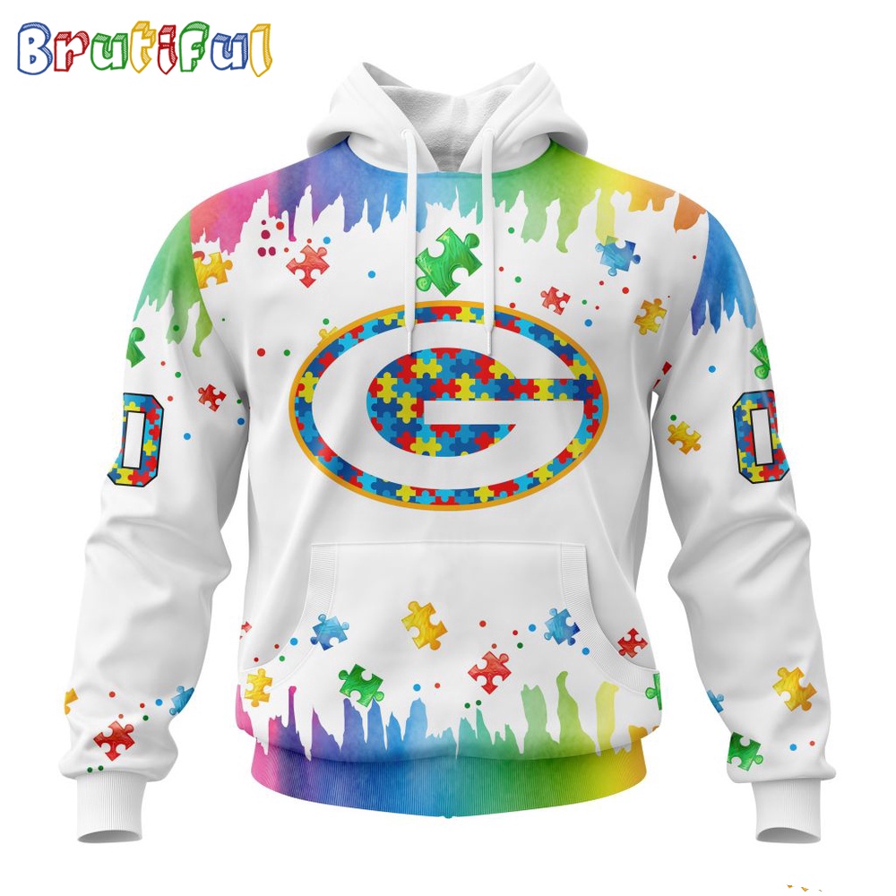 NFL Green Bay Packers Hoodie Special Autism Awareness Design All Over Print Hoodie 1