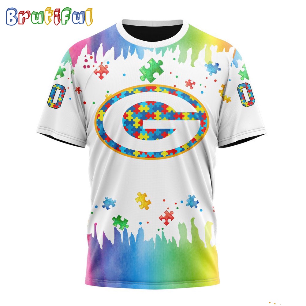 NFL Green Bay Packers T Shirt Special Autism Awareness Design All Over Print T Shirt 1