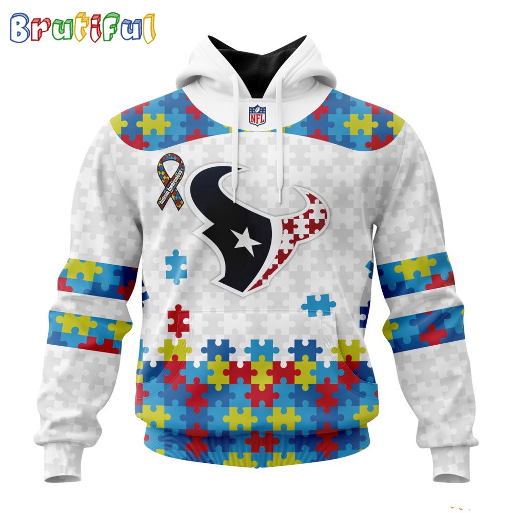 NFL Houston Texans Hoodie Special Autism Awareness Design 3D Hoodie 1