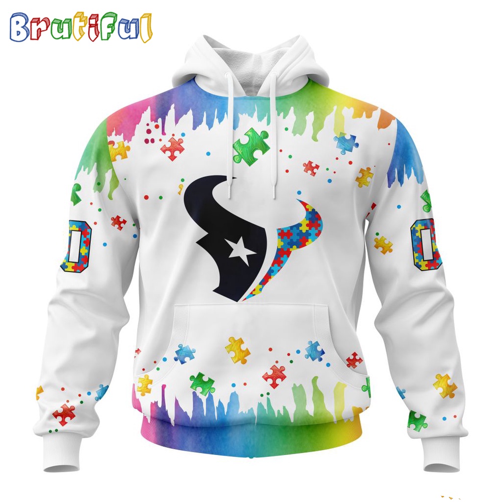 NFL Houston Texans Hoodie Special Autism Awareness Design All Over Print Hoodie 1