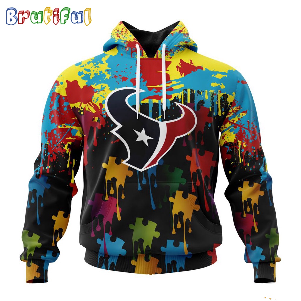 NFL Houston Texans Hoodie Special Autism Awareness Design Football Hoodie 1