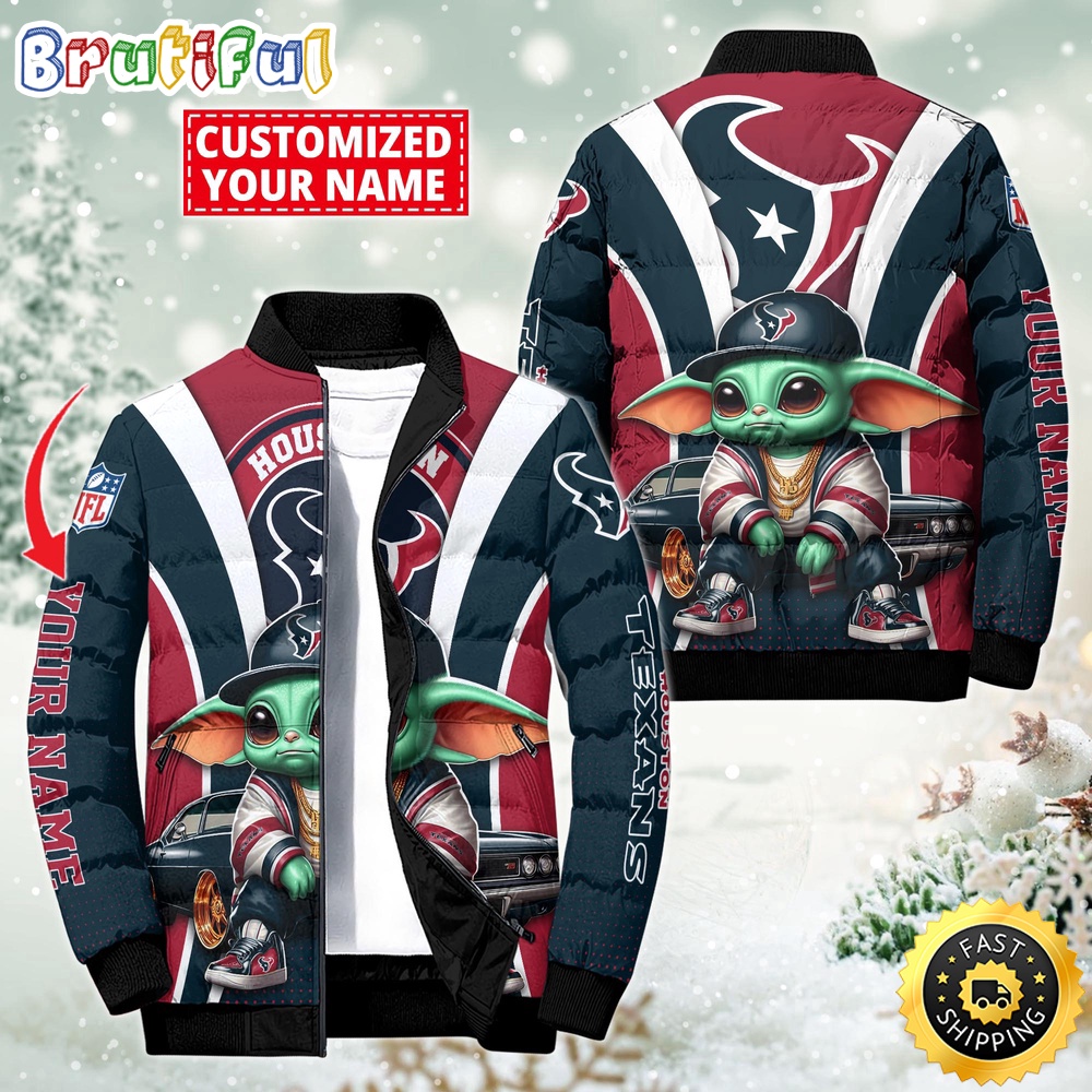 NFL Houston Texans Puffer Jacket Baby Yoda Custom Jacket 1