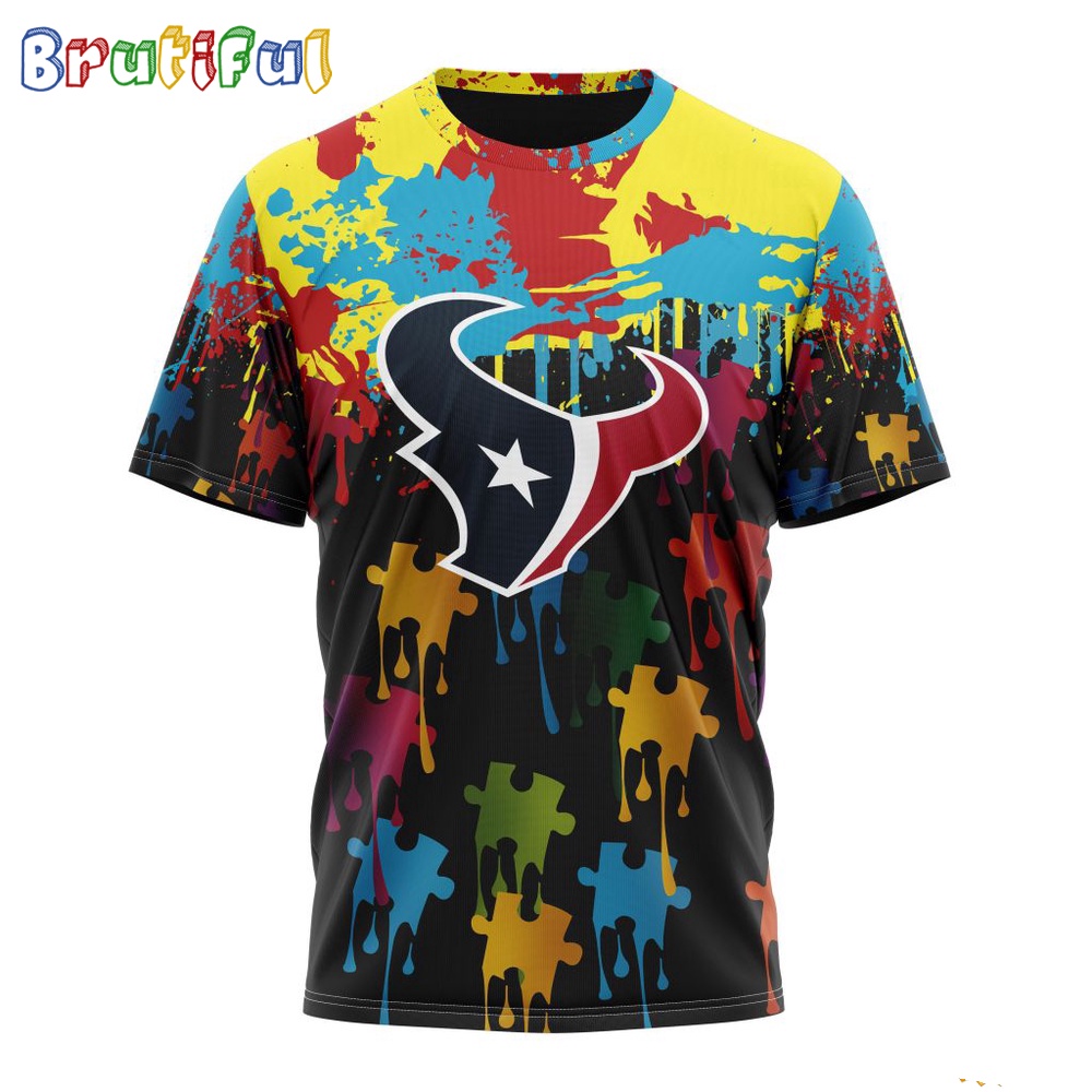 NFL Houston Texans T Shirt Special Autism Awareness Design Football T Shirt 1
