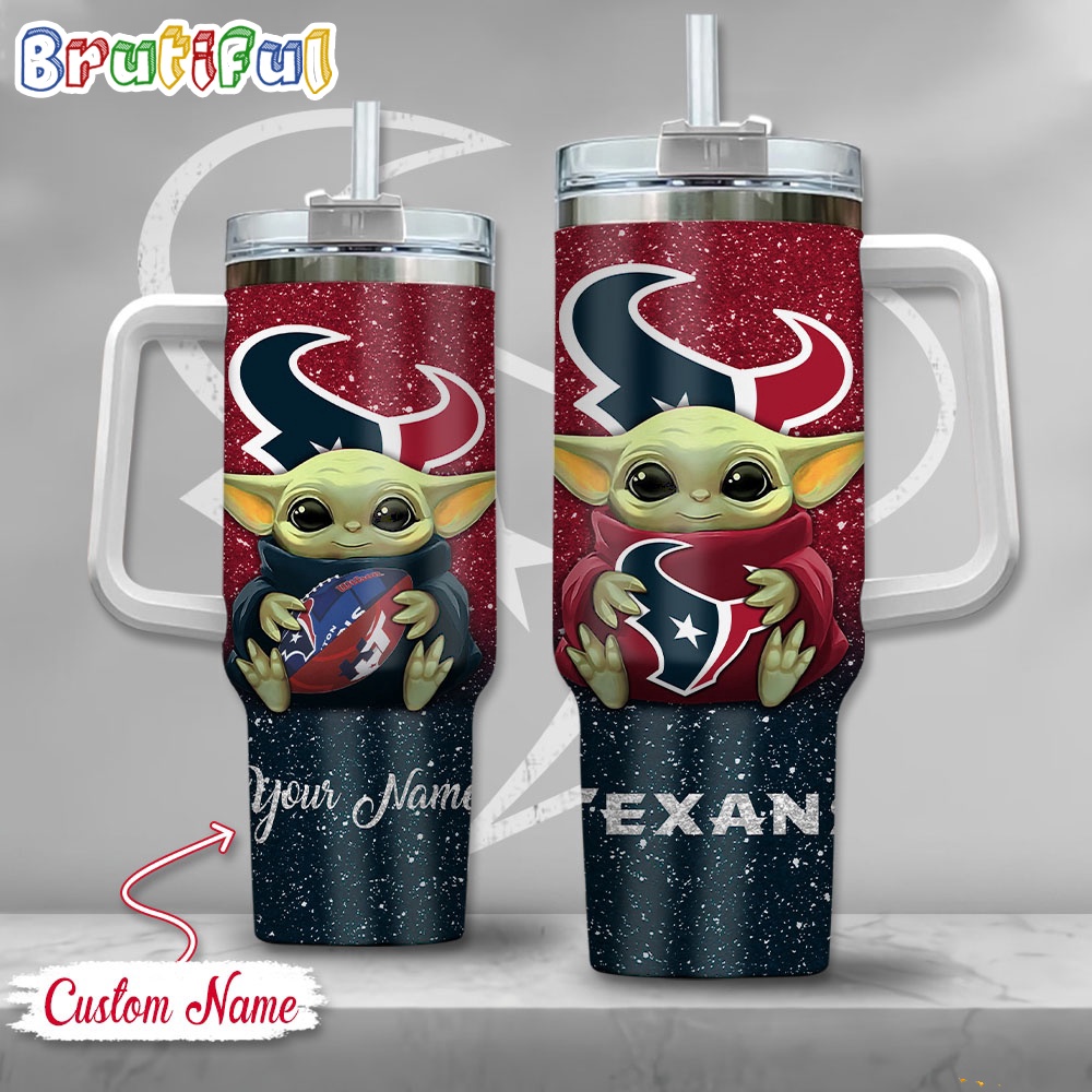NFL Houston Texans Tumbler Baby Yoda Customzed Handle Cup