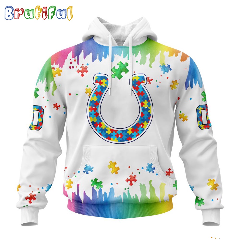 NFL Indianapolis Colts Hoodie Special Autism Awareness Design All Over Print Hoodie 1