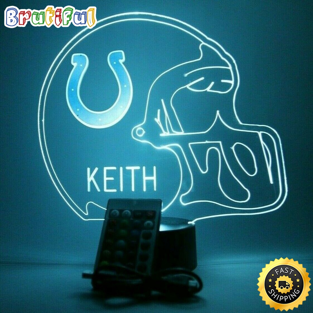 NFL Indianapolis Colts Night Light Up Table Lamp Football Helmet Sports LED Light
