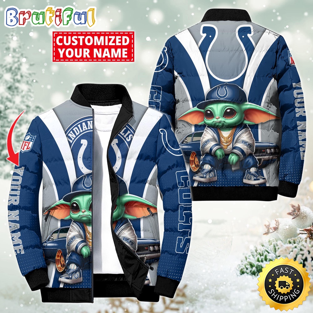 NFL Indianapolis Colts Puffer Jacket Baby Yoda Custom Jacket 1
