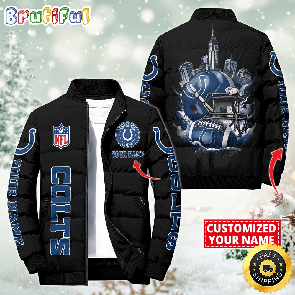 NFL Indianapolis Colts Puffer Jacket City Logo Print Jacket For Fans 1