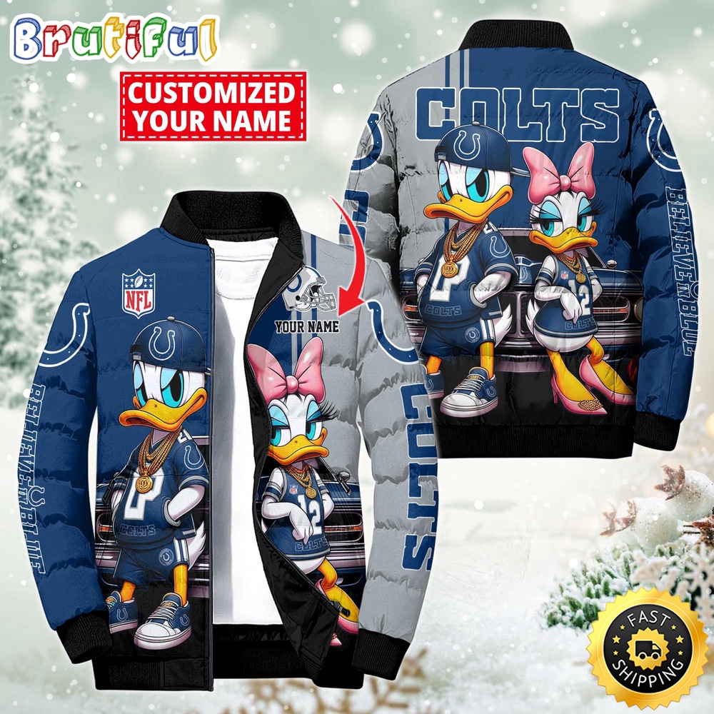 NFL Indianapolis Colts Puffer Jacket Donald Duck Custom Jacket 1