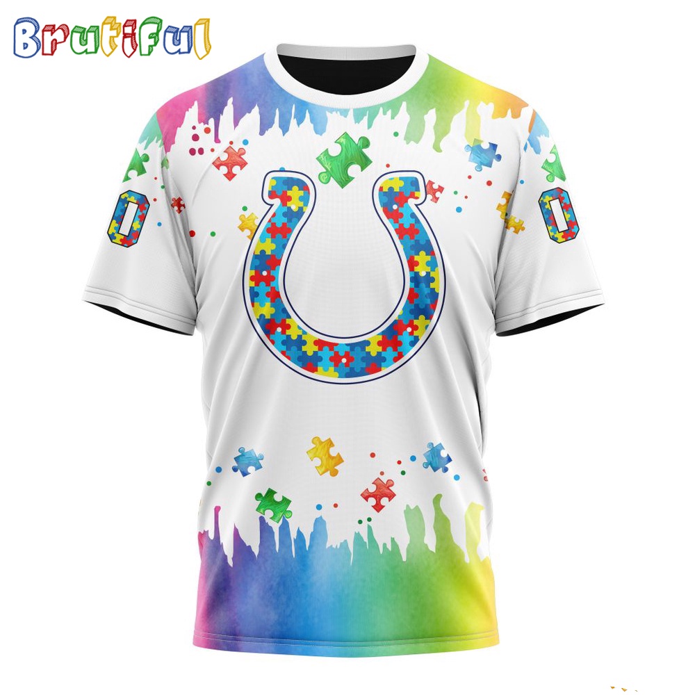 NFL Indianapolis Colts T Shirt Special Autism Awareness Design All Over Print T Shirt 1