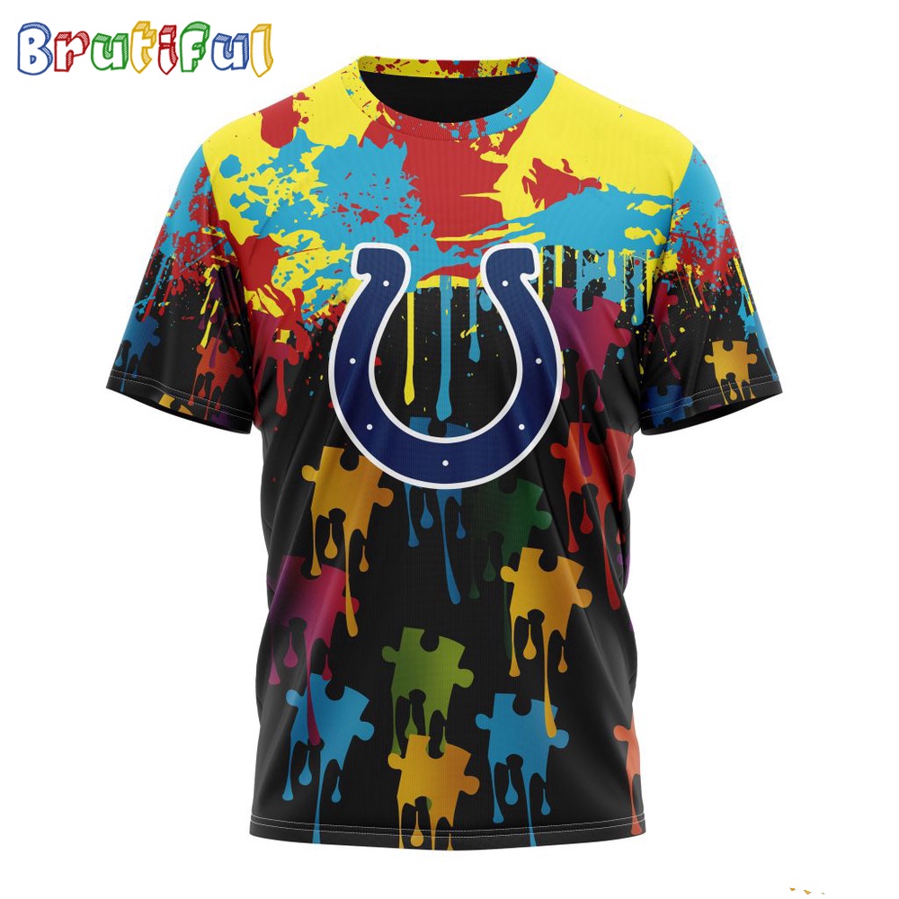 NFL Indianapolis Colts T Shirt Special Autism Awareness Design Football T Shirt 1
