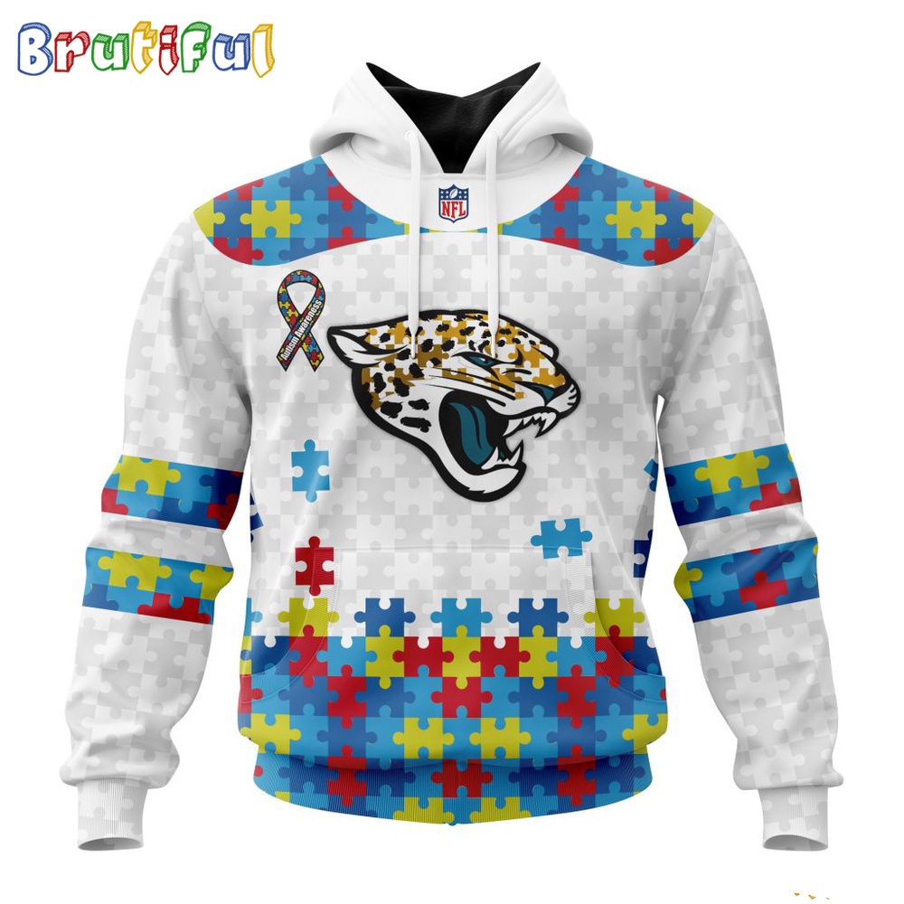 NFL Jacksonville Jaguars Hoodie Special Autism Awareness Design 3D Hoodie 1