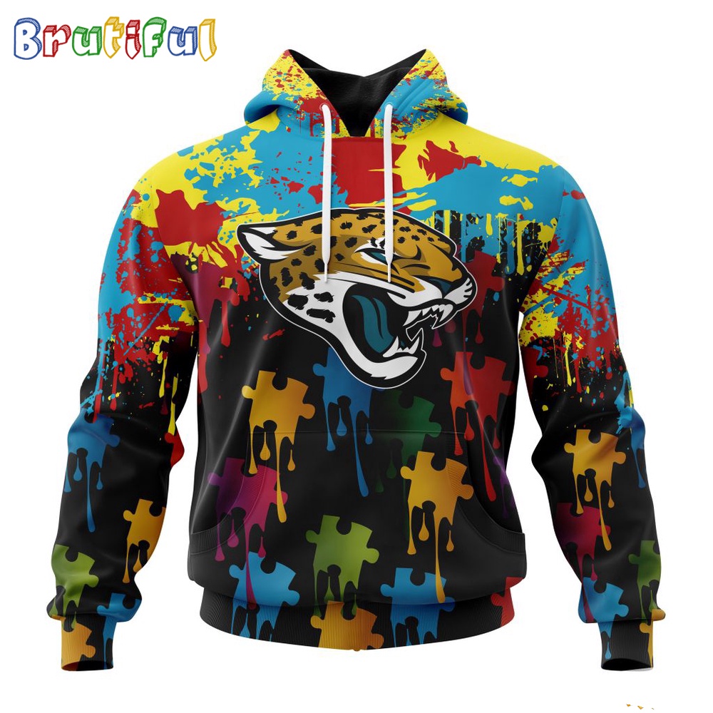 NFL Jacksonville Jaguars Hoodie Special Autism Awareness Design Football Hoodie 1
